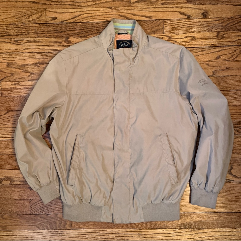 Men's VTG Paul Shark Yachting Bomber Jacket Beige Size M EMF Shield Outerwear